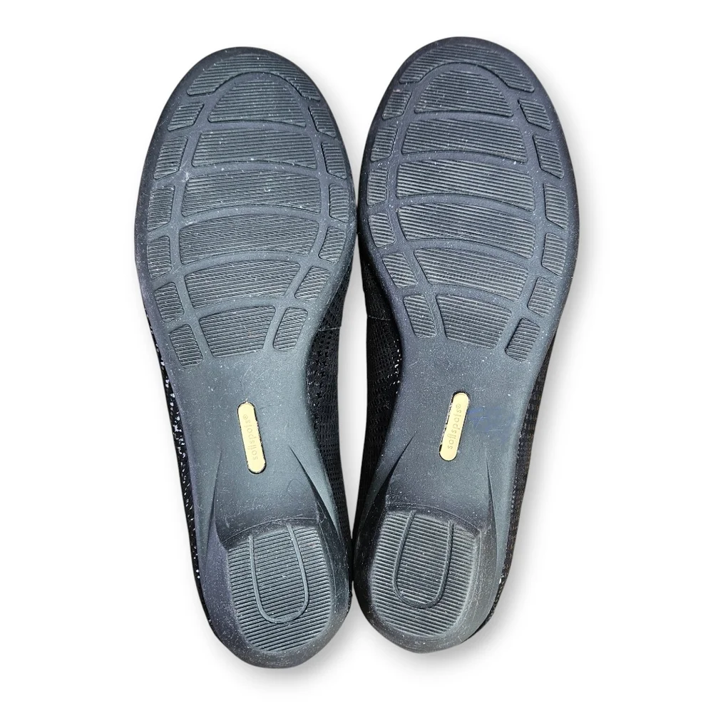 Softspots Size 10 Flats Loafers Black Metallic Houndstooth Leather Cushioned